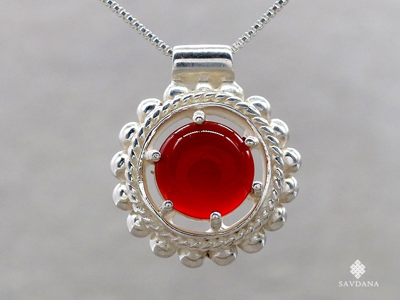 PA175 Pendentif Argent Massif Cornaline