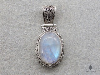 PA595 Pendentif Argent Massif Pierre de Lune