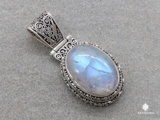 PA595 Pendentif Argent Massif Pierre de Lune