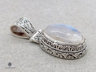 PA595 Pendentif Argent Massif Pierre de Lune