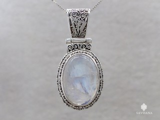 PA595 Pendentif Argent Massif Pierre de Lune