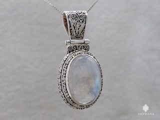 PA595 Pendentif Argent Massif Pierre de Lune