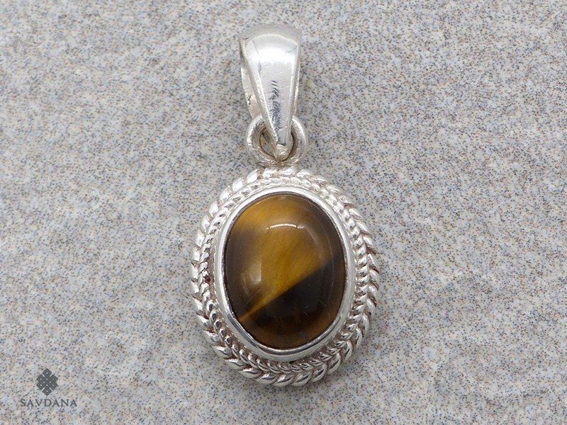 PA675 Pendentif Argent Massif Oeil de Tigre