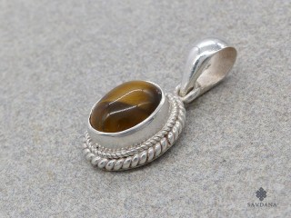 PA675 Pendentif Argent Massif Oeil de Tigre