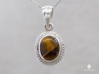PA675 Pendentif Argent Massif Oeil de Tigre