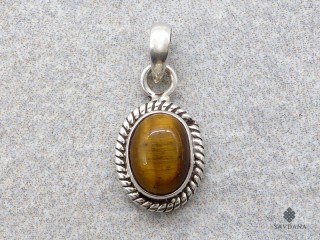 PA676 Pendentif Argent Massif Oeil de Tigre