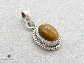 PA676 Pendentif Argent Massif Oeil de Tigre