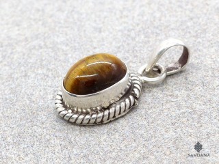 PA676 Pendentif Argent Massif Oeil de Tigre
