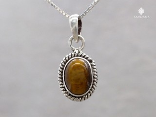 PA676 Pendentif Argent Massif Oeil de Tigre