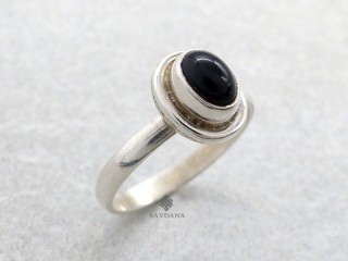 BA651 Bague Argent Massif Onyx. Taille 57