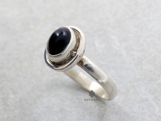 BA651 Bague Argent Massif Onyx. Taille 57