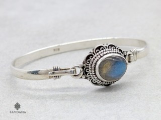 BrA154 Bracelet Argent Massif Labradorite