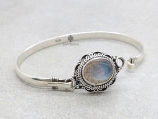 BrA154 Bracelet Argent Massif Labradorite