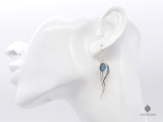 BdOA239 Boucles d'Oreille Argent Massif Labradorite