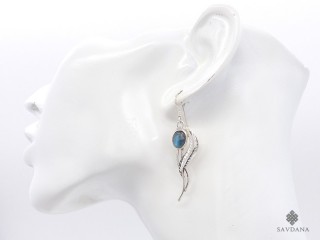 BdOA239 Boucles d'Oreille Argent Massif Labradorite