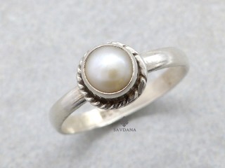 Bague Argent Massif Perle