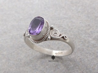 Bague Argent Massif Améthyste. Taille 56
