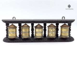Roue De Prière Bouddhiste En Laiton - Mantra à Six Mots, Manivelle - Objet De Collection Ou Méditation