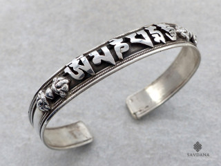 BrA150 Bracelet Tibétain Argent Massif Mantra Om Mani Padme Hum