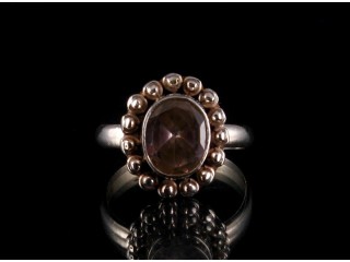 BA190 Bague Argent Massif Améthyste. Taille 61