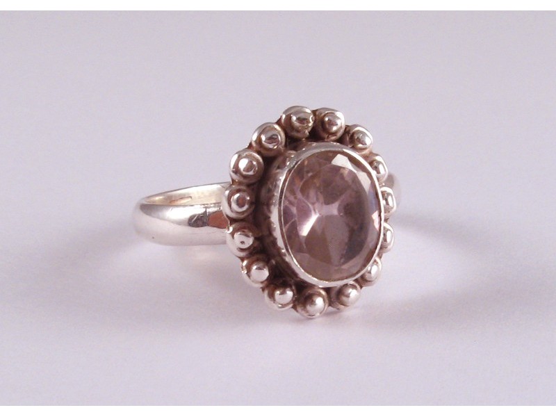 BA190 Bague Argent Massif Améthyste. Taille 61