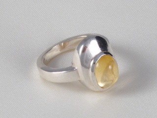 BA72 Bague Argent Massif Citrine. Taille 56