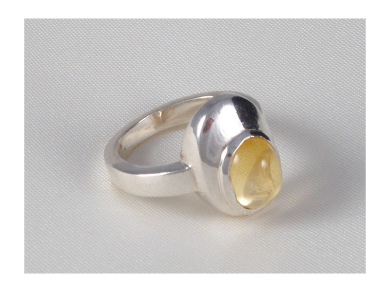 BA72 Bague Argent Massif Citrine. Taille 56