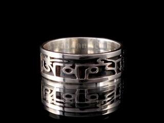 BA287. Bague Tibétaine en Argent Massif Mantra