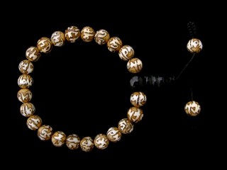 BrMala311 Bracelet Mala de Prières Tibétain OM Os de Buffle