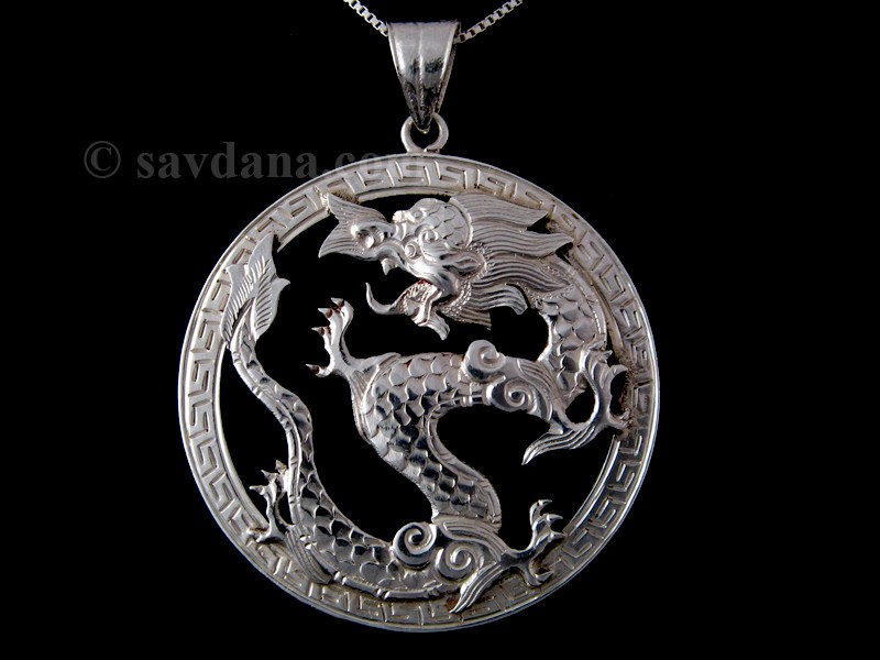 Grand Dragon Collier Charms Bijoux Tibet pendentif en argent chaîne Collier