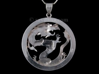 PA431 Pendentif Tibétain Argent Massif Dragon