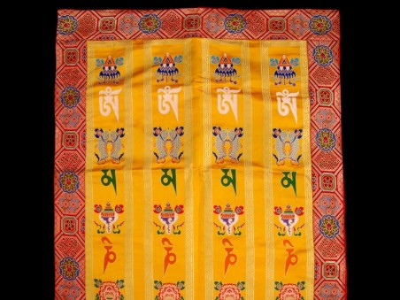 BB78 Rideau de Porte Tibétain / Tenture Tibétaine Mantra Signes Auspicieux du Bouddhisme