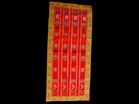 BB79 Rideau de Porte Tibétain / Tenture Tibétaine Mantra Signes Auspicieux du Bouddhisme
