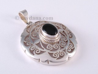 PA469 Pendentif Argent Massif Onyx Noir