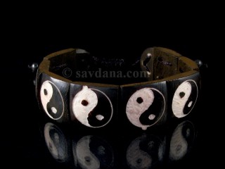 BrD210 Bracelet Tibétain Os de Buffle Yin Yang