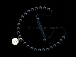 BrMala332 Bracelet Mala de Prières Tibétain Onyx yin Yang