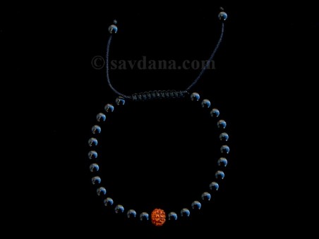BrMala334 Bracelet Mala de Prières Tibétain Onyx Rudraksha