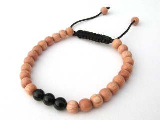 BrMala341 Bracelet Mala de Prières Tibétain Bois Onyx
