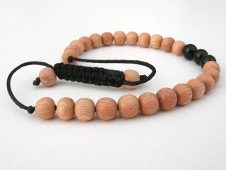 BrMala341 Bracelet Mala de Prières Tibétain Bois Onyx