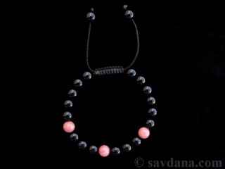BrMala292 Bracelet Mala de Prières Tibétain Onyx Jaspe Rose