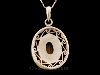 PA478 Pendentif Argent Massif Oeil de Tigre