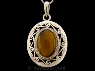 PA478 Pendentif Argent Massif Oeil de Tigre