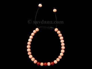 BrMala359 Bracelet Mala de Prières Tibétain Bois Cornaline. 20 cm