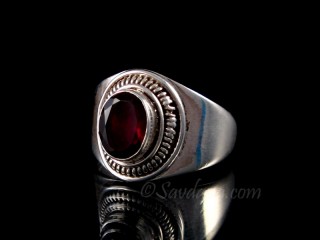 BA330 Bague Argent Massif Grenat. Taille 58