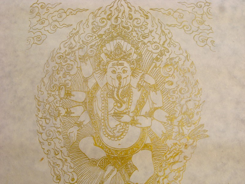 AF56 Affiche Tibétaine Papier Népalais Ganesh