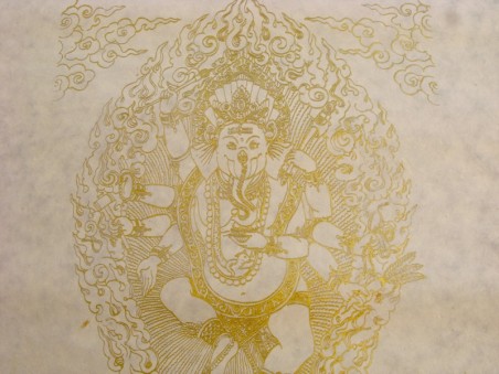 AF56 Affiche Tibétaine Papier Népalais Ganesh