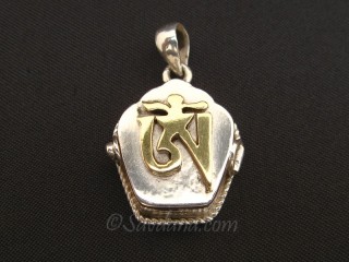 PA497 Pendentif Amulette Ghau Argent Massif Om Dorje