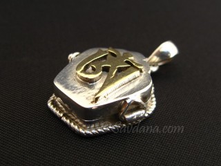PA497 Pendentif Amulette Ghau Argent Massif Om Dorje