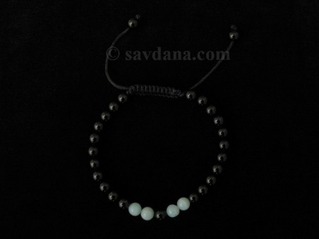 BrMala355 Bracelet Mala Onyx Amazonite