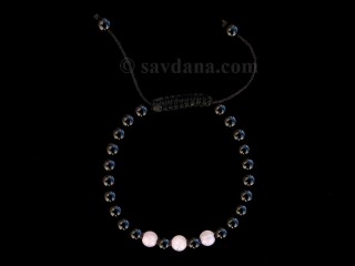 BrMala353 Bracelet Mala Onyx Quartz Rose